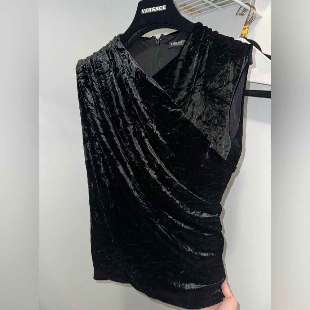 Versace suede runway top 2023